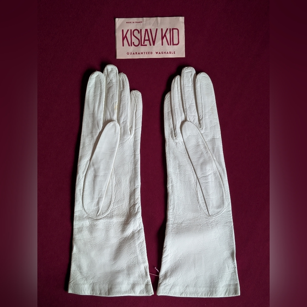 Vintage Kislav Kidskin Leather Gloves Silk Lined France